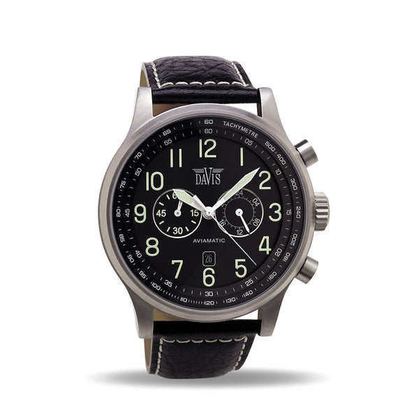 Montre homme bracelet cuir noir sales