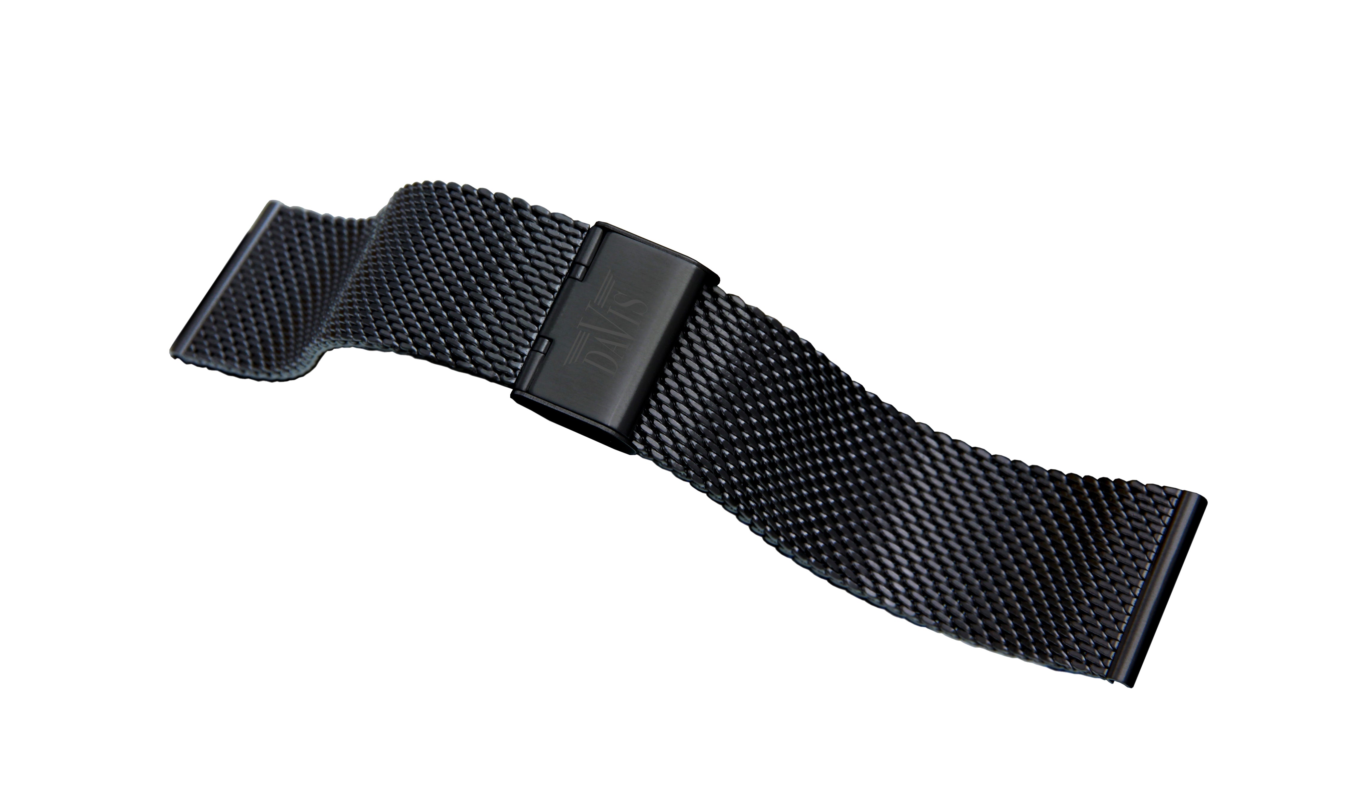 22mm Mesh Milanese Black Steel Watch Strap B0812 Davis