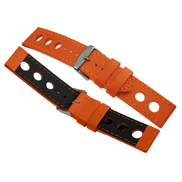 22mm Bracelet Montre Cuir Racing Orange B0323