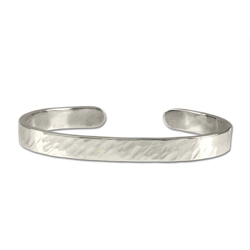 Sterling Silver Flat Cuff Bracelet Hammered-Polished Mens Womens Jewelry –  Davis
