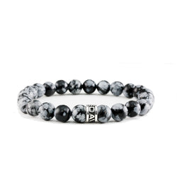Bracelet Classic Obsidienne Flocon de Neige et argent