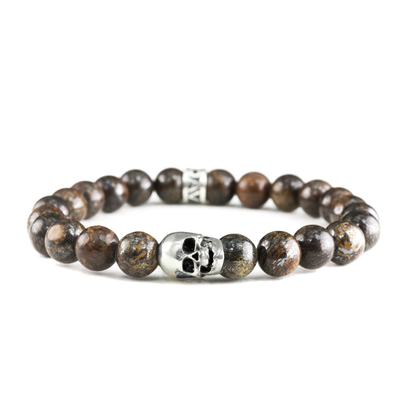 Bracelet Skull Bronzite et argent