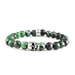 Bracelet Skull Rubis Zoisite et argent