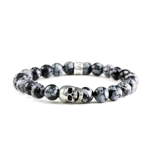 Bracelet Skull Snow Flake et argent