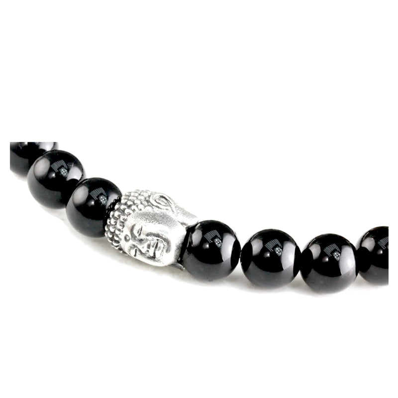 Bracelet Bouddha Onyx Poli et argent