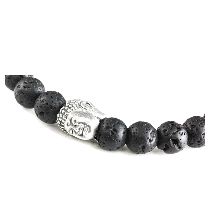 Bracelet Bouddha Lava et argent
