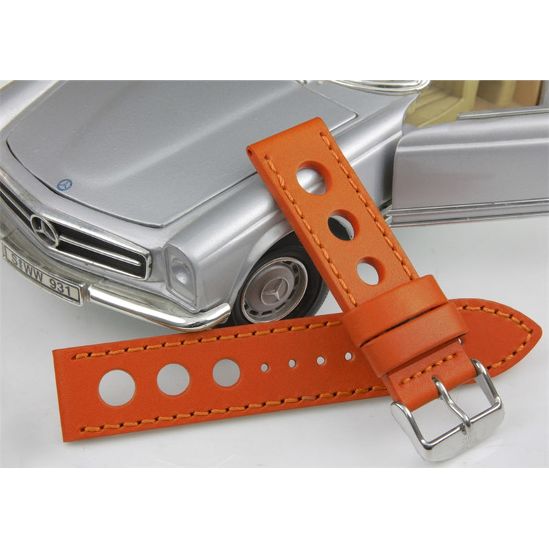 24mm Bracelet Montre Cuir Racing Orange B0323