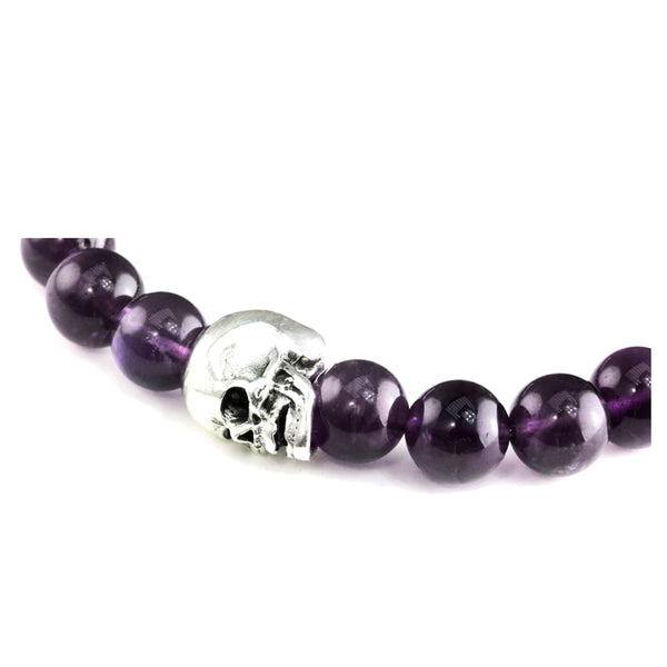 Bracelet Skull Amethyste et argent