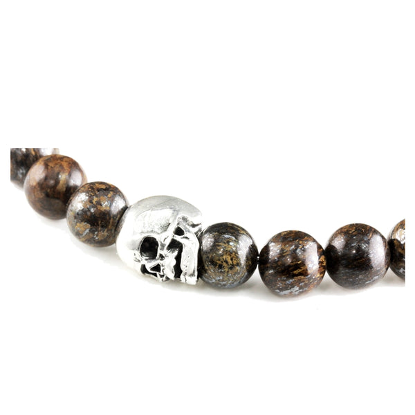 Bracelet Skull Bronzite et argent