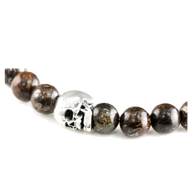 Bracelet Skull Bronzite et argent