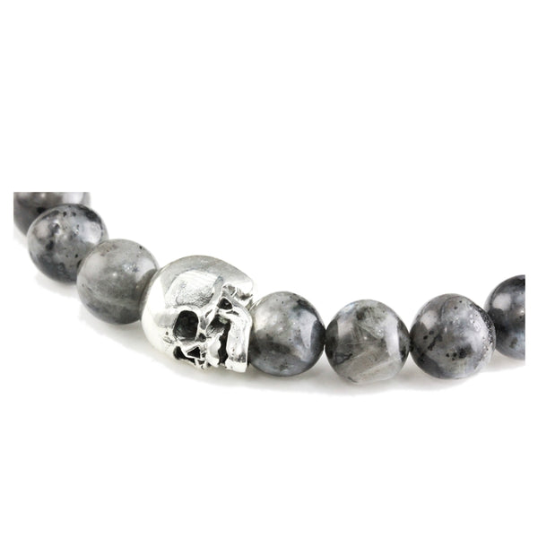 Bracelet Skull Larvikite et argent
