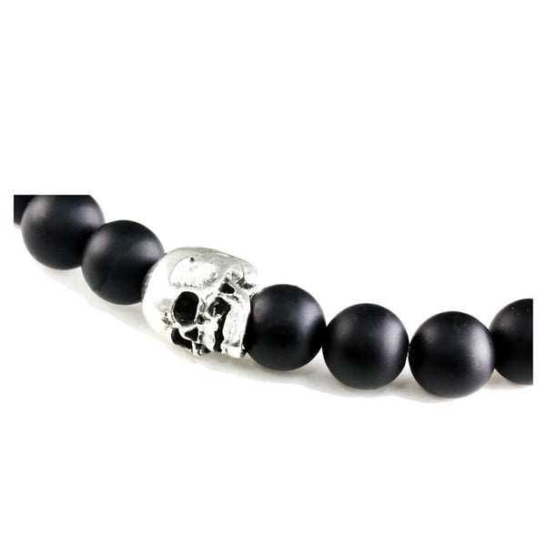 Bracelet Skull Onyx Mate et argent