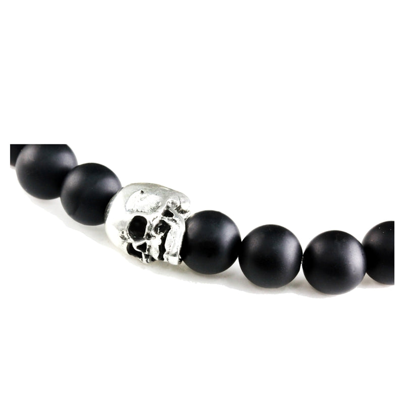 Bracelet Duo Skull Onyx Mate - Onyx Poli et argent