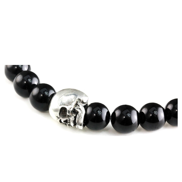 Bracelet Skull Onyx Poli et argent