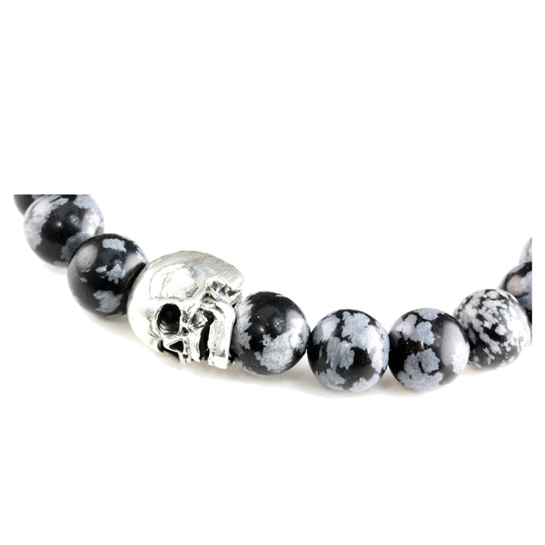 Bracelet Skull Snow Flake et argent