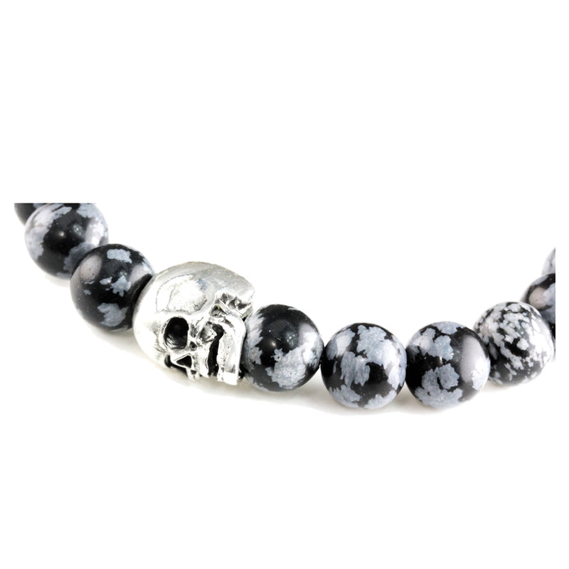 Bracelet Skull Snow Flake et argent